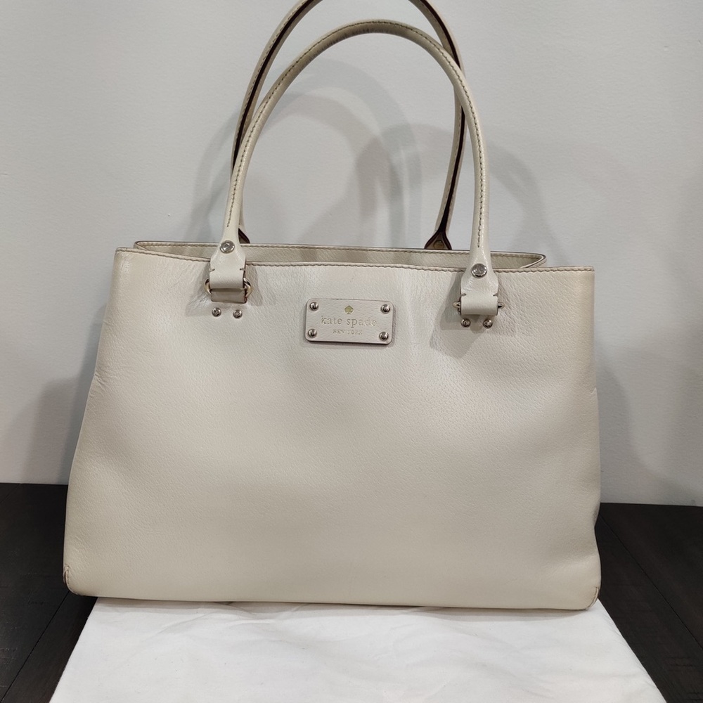 Kate Spade Cream Leather Tote Bag